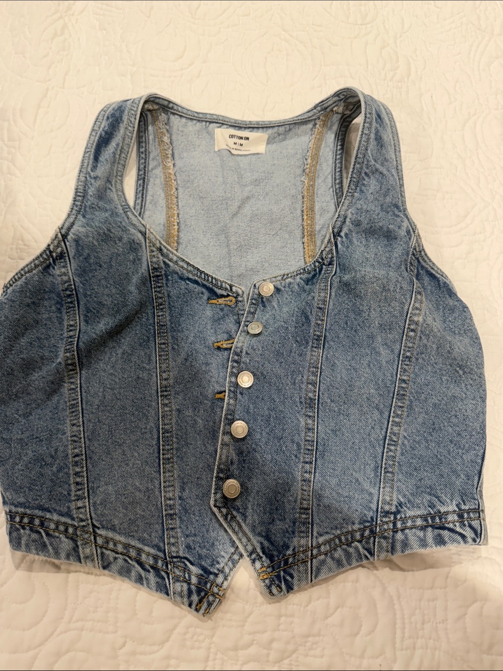 Cotton On Light Blue Denim Crop Vest